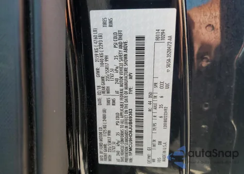 2018 Ford Escape Sel z USA, uszkodzony, nr VIN 1FMCU9HD8JUB69363